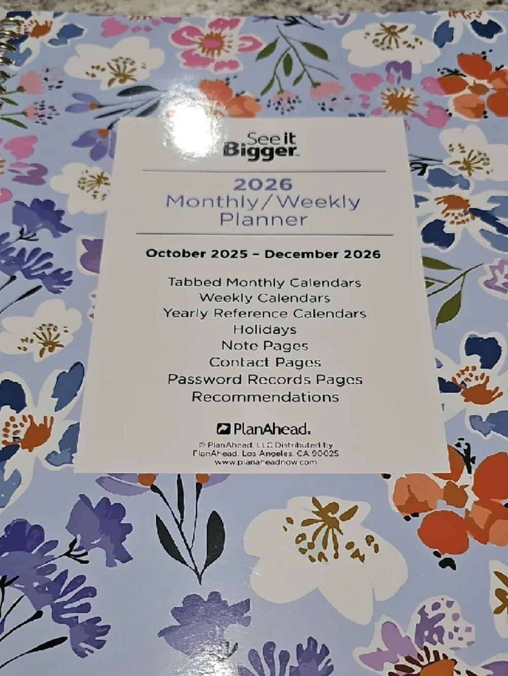 See It Bigger Blue Floral Planner